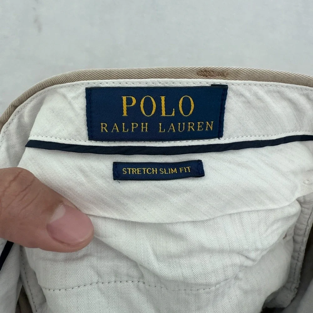 Polo Ralph Lauren Pants Mens 40x32 (38x28) Beige Stretch Slim Fit Casual